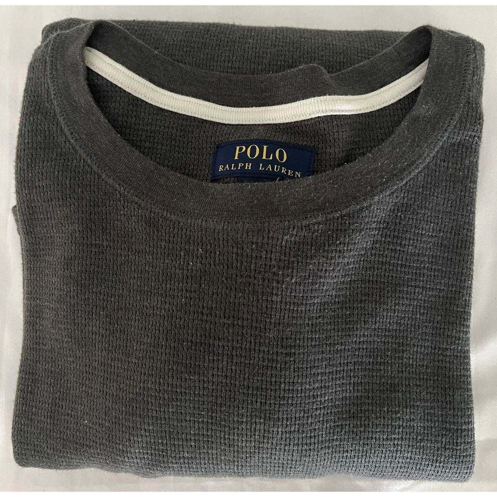 Polo Ralph Lauren Thermal Shirt Mens 4XT Dark Gray Sleepwear LS Waffle Pony